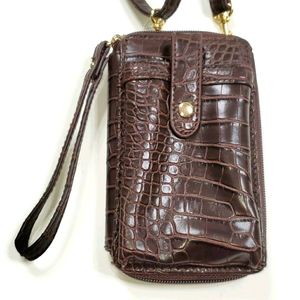 Brown Faux Reptile Wristlet NWOT